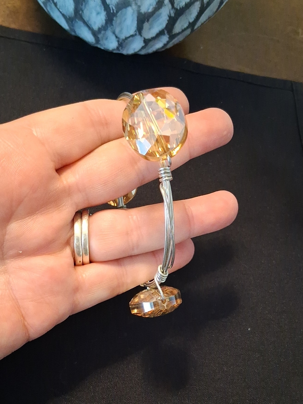 Handcrafted Women’s Crystal Drop Bracelet - Amber